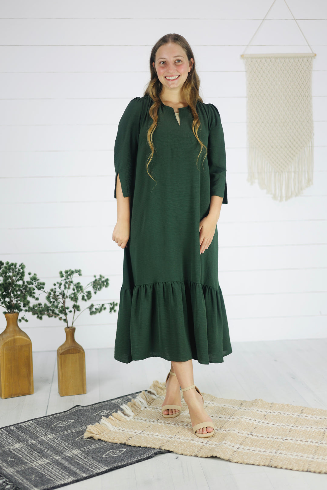 Heide Midi Dress- Olive