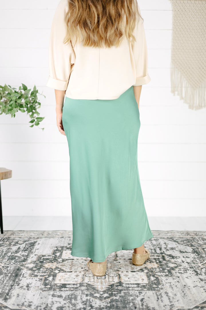 Lilith Satin Maxi Skirt - Sea Green
