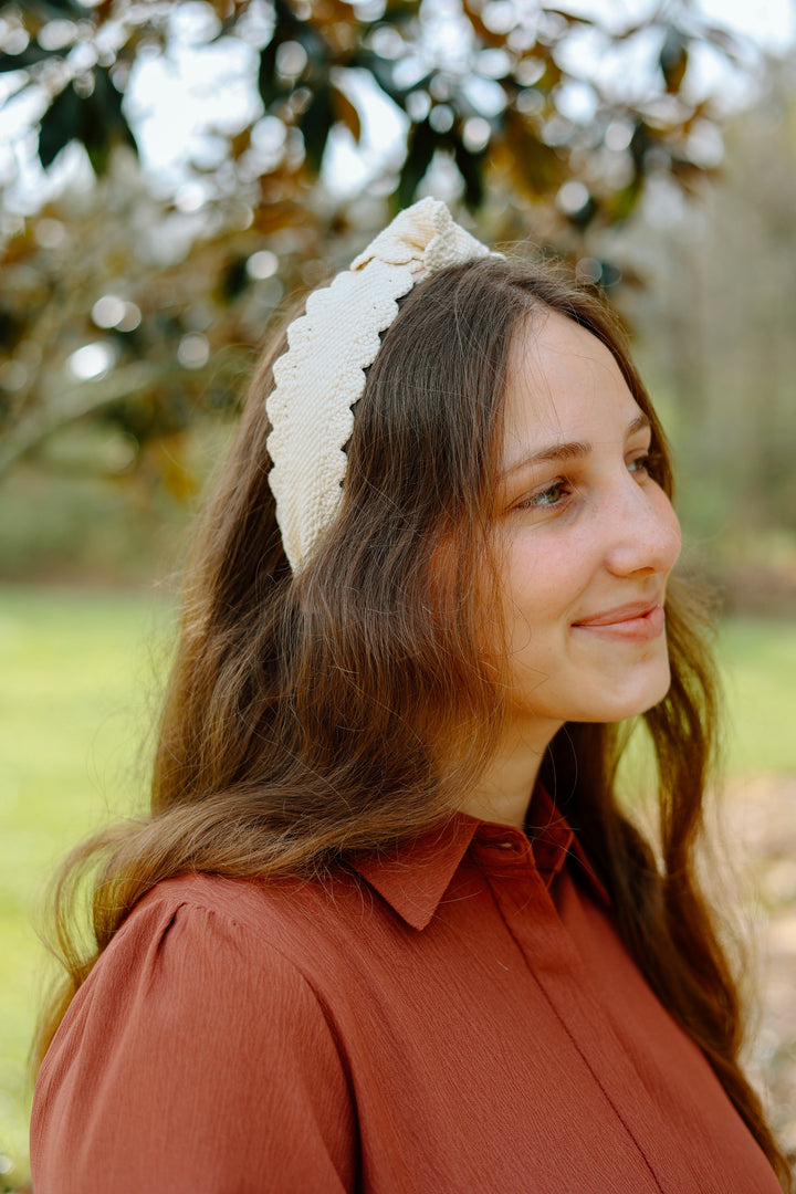 Kelly Top Knot Headband- Ivory