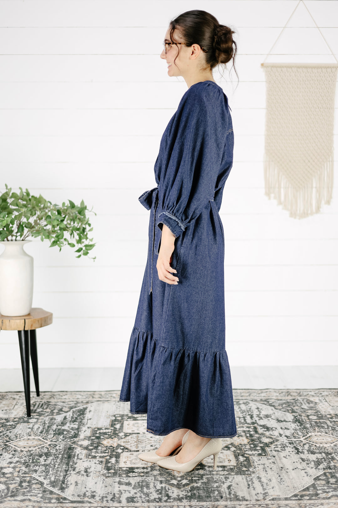 Kerry Chambray Midi Dress - Denim