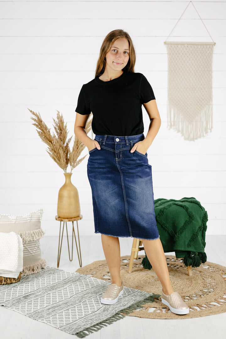 Weslynn Denim Skirt - Dk. Indigo