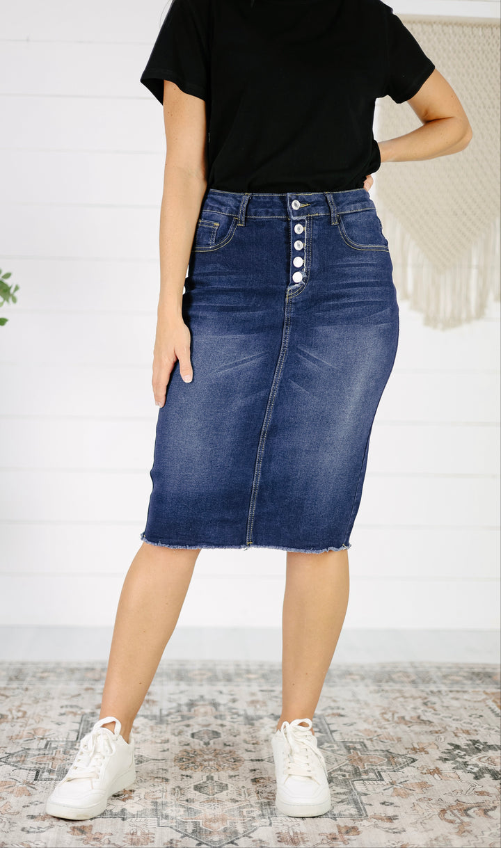 Dylan Denim Skirt-Dk. Indigo