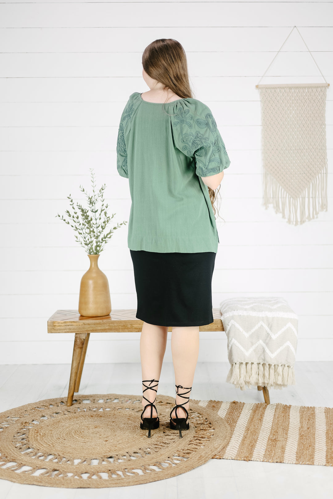 Chelsey Detail Top- Sage