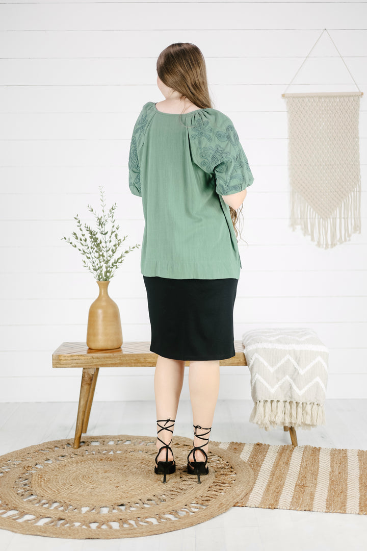 Chelsey Detail Top- Sage