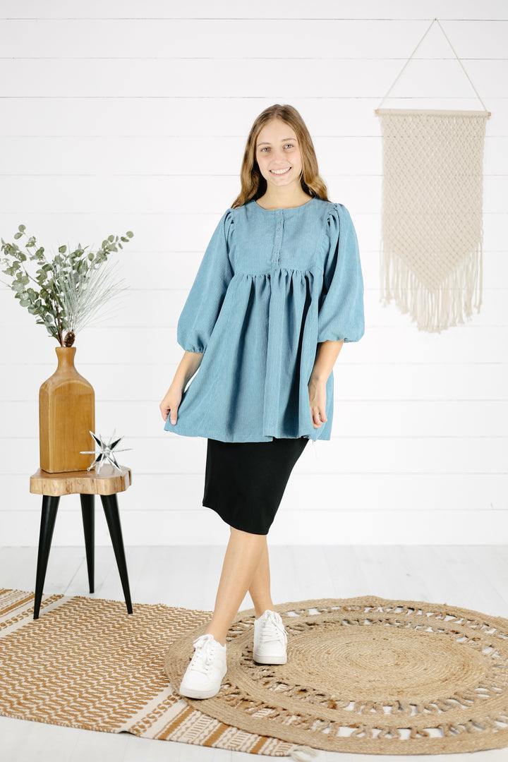 Rylan Corduroy Top - Blue/Final Sale