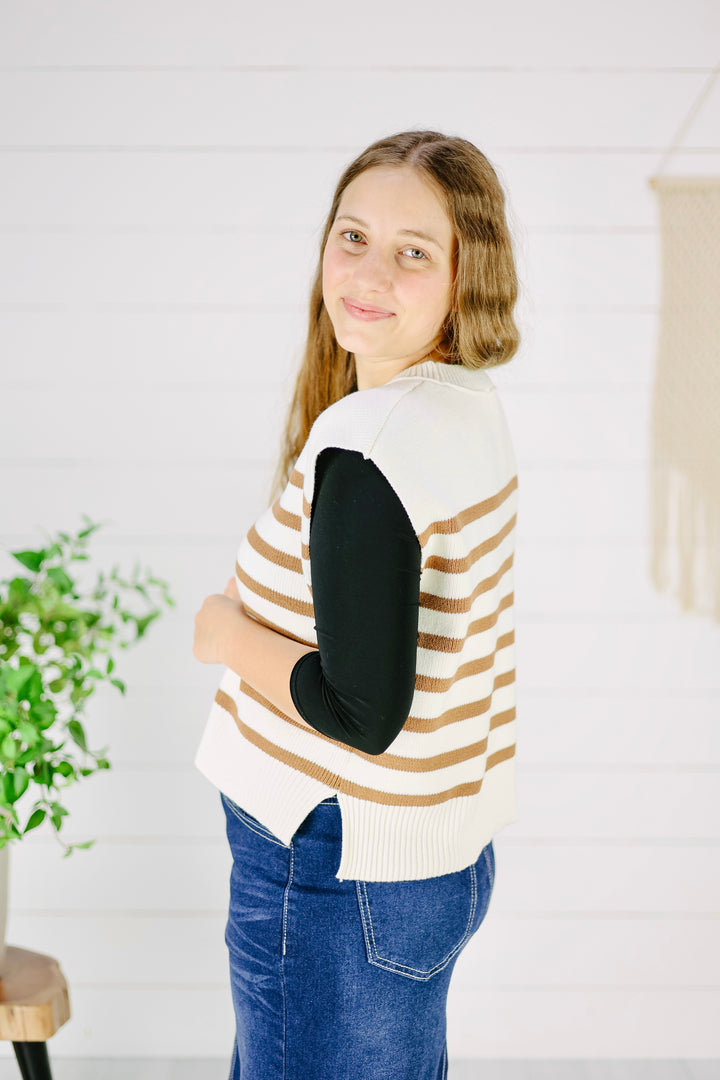 Lane Stripe Sweater- Mocha