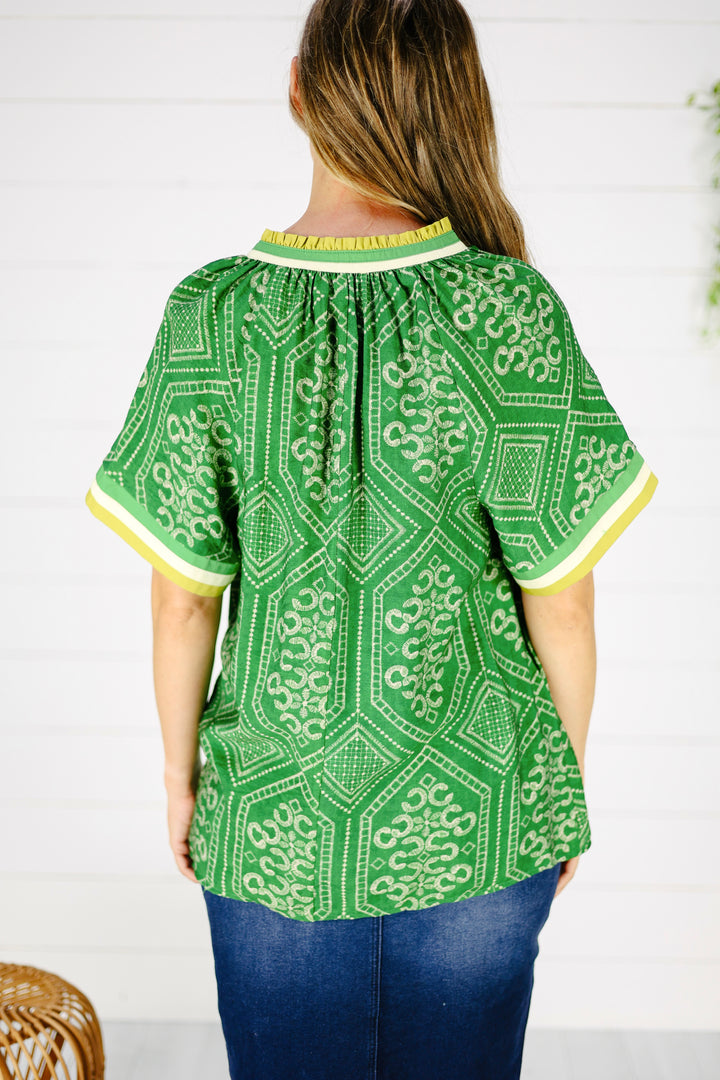 Keri Print Top- Green