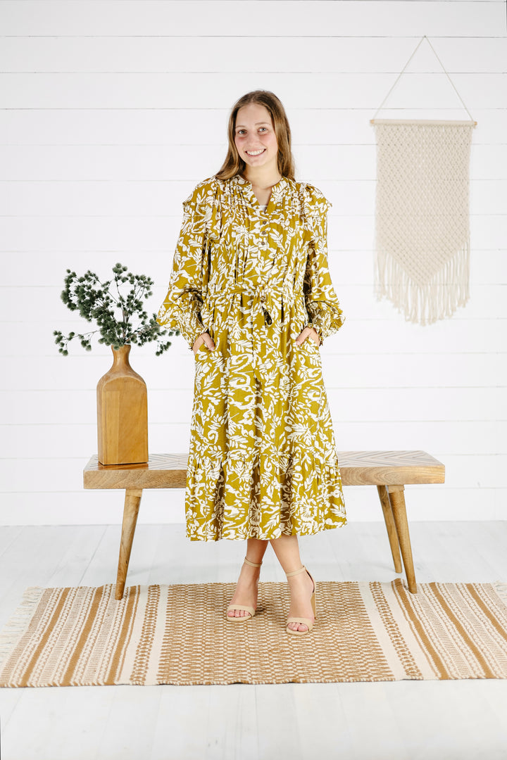 Louisa Midi Dress- Mustard
