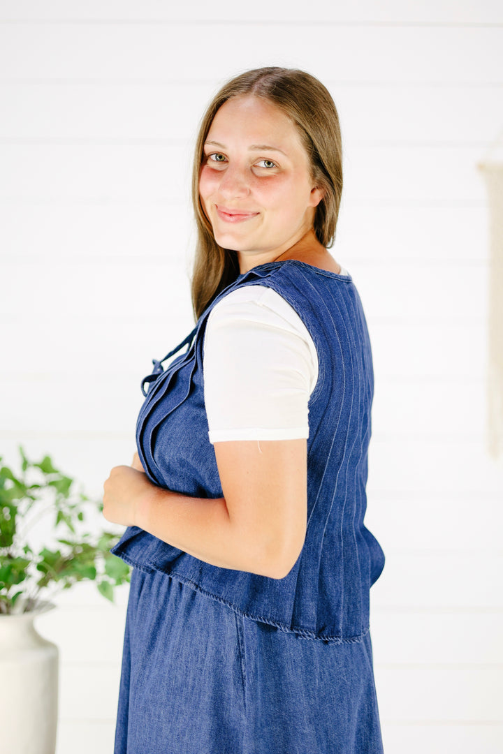 Brielle Front Tie Vest- Denim