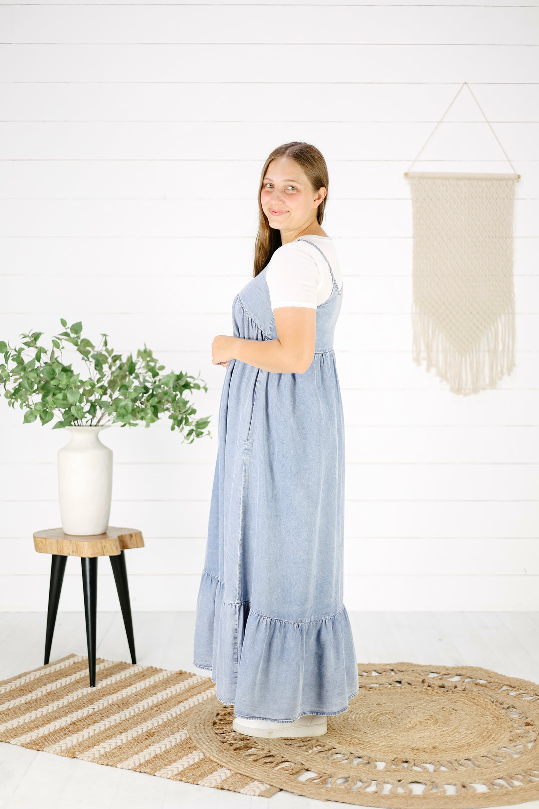 Tristan Chambray Midi Dress- Denim