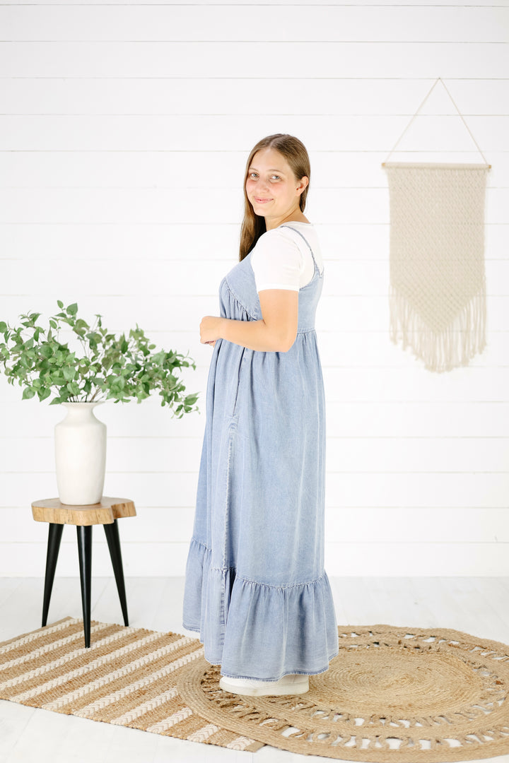 Tristan Chambray Midi Dress- Denim