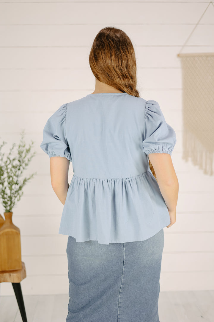 Arielle Tie Front Cardigan- Blue