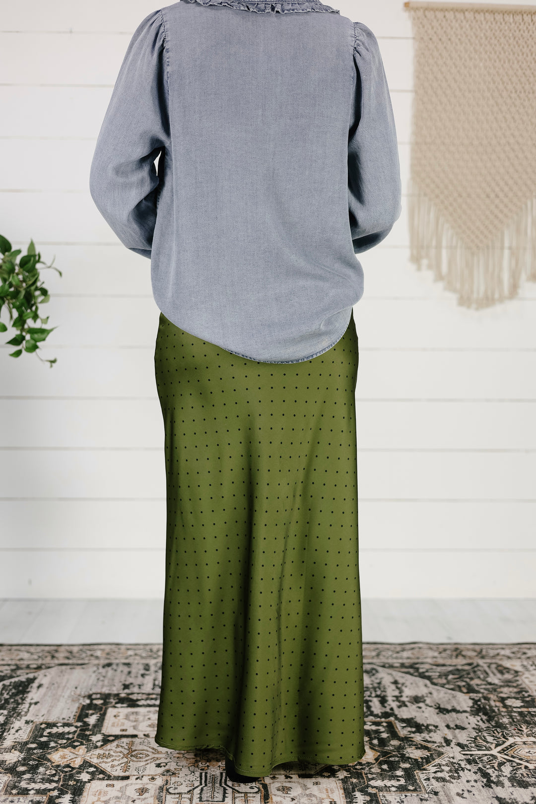 Clark Polka Dot Satin Skirt - Olive