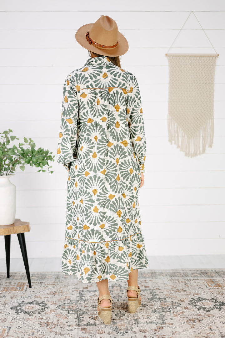 Marsha Print Maxi Dress- Olive