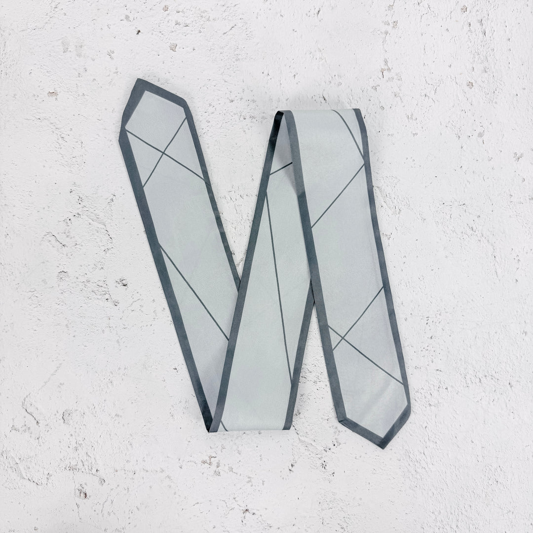 Slate Geo Skinny Scarf-Blue Grey