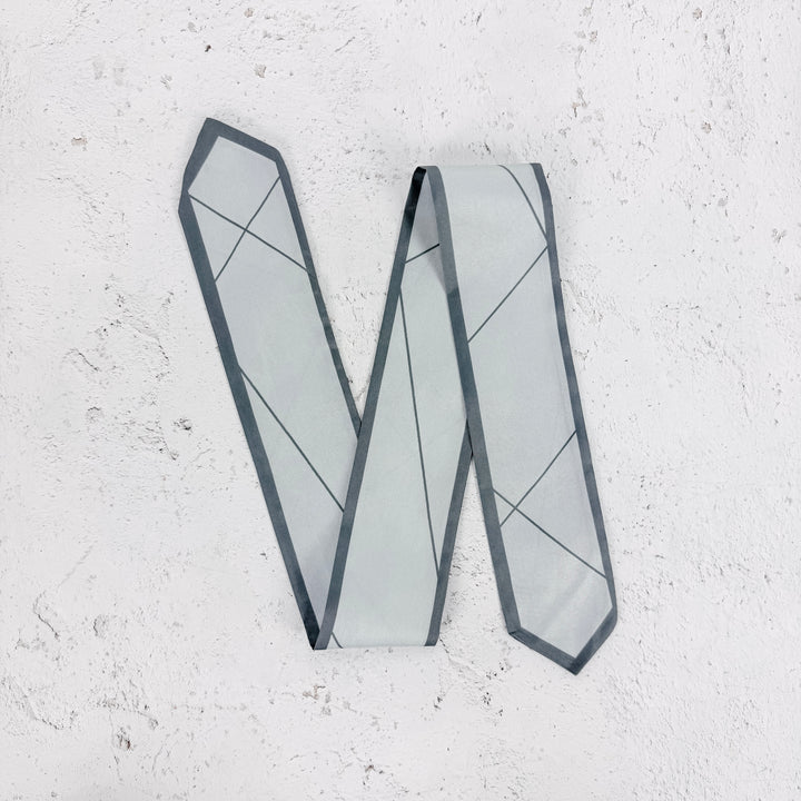 Slate Geo Skinny Scarf-Blue Grey