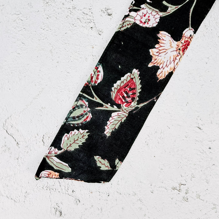 Diana Floral Skinny Scarf – Black