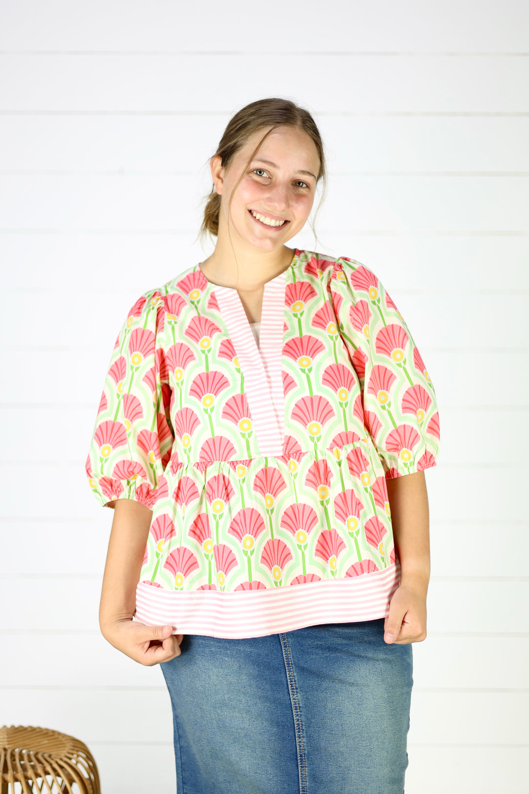 Bridgette Printed Top- Pink