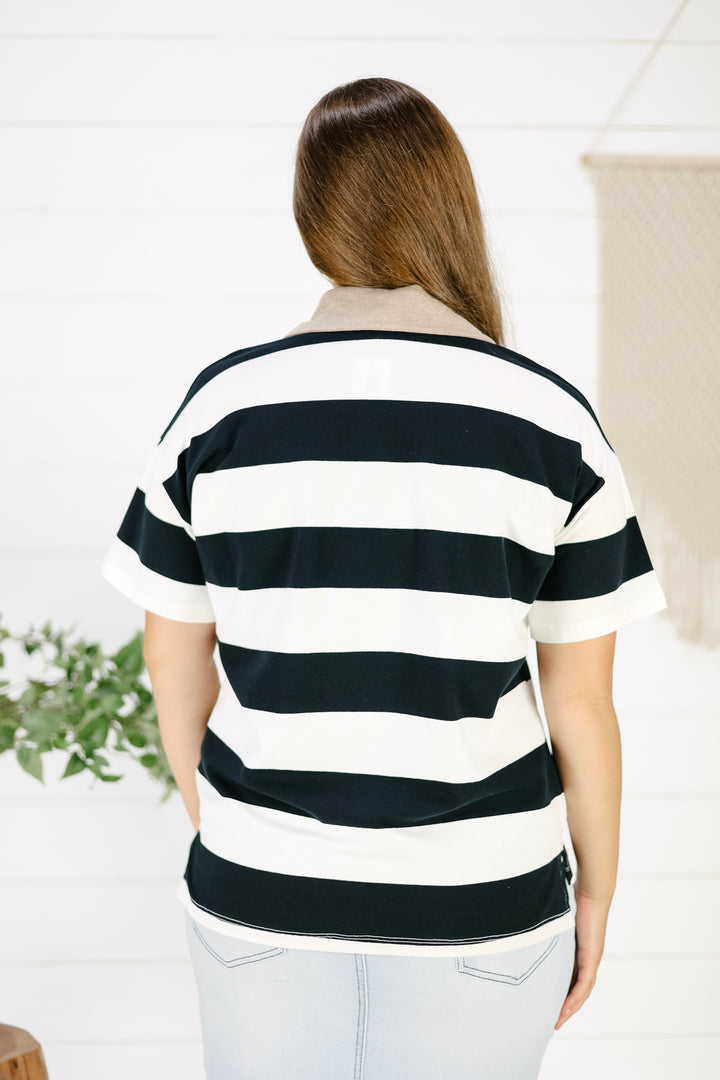 Flynn Stripe Top- Black