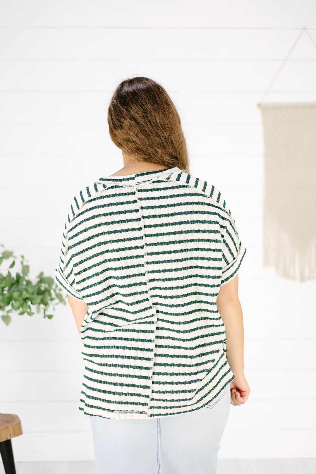Asha Stripe Top-Hunter Green