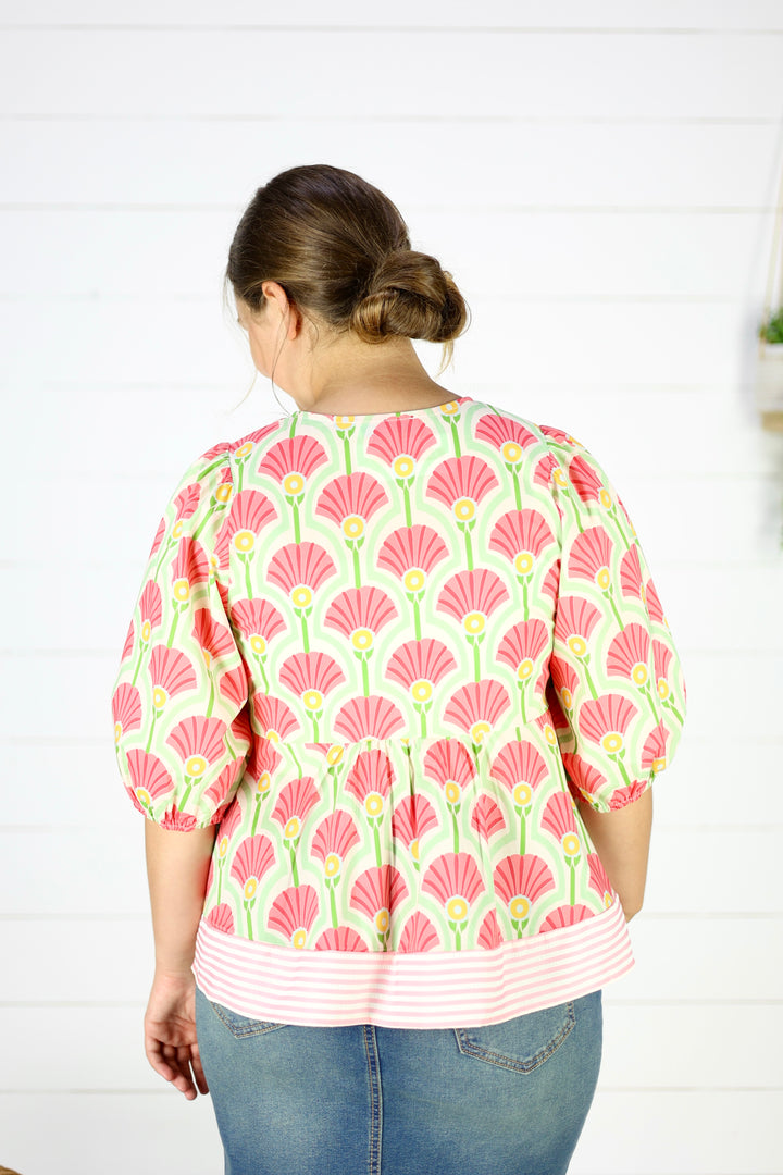Bridgette Printed Top- Pink