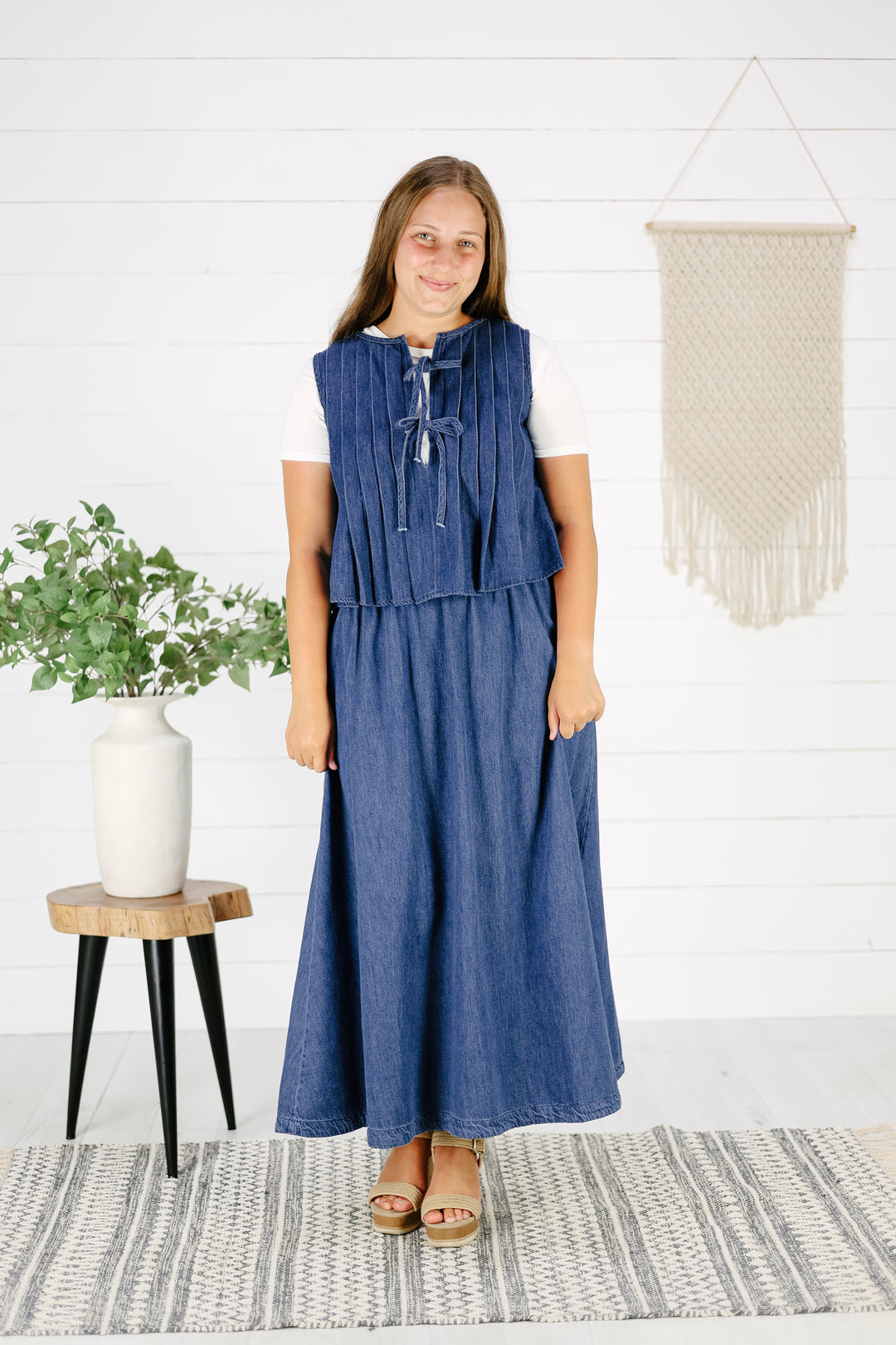 Brielle Front Tie Vest- Denim
