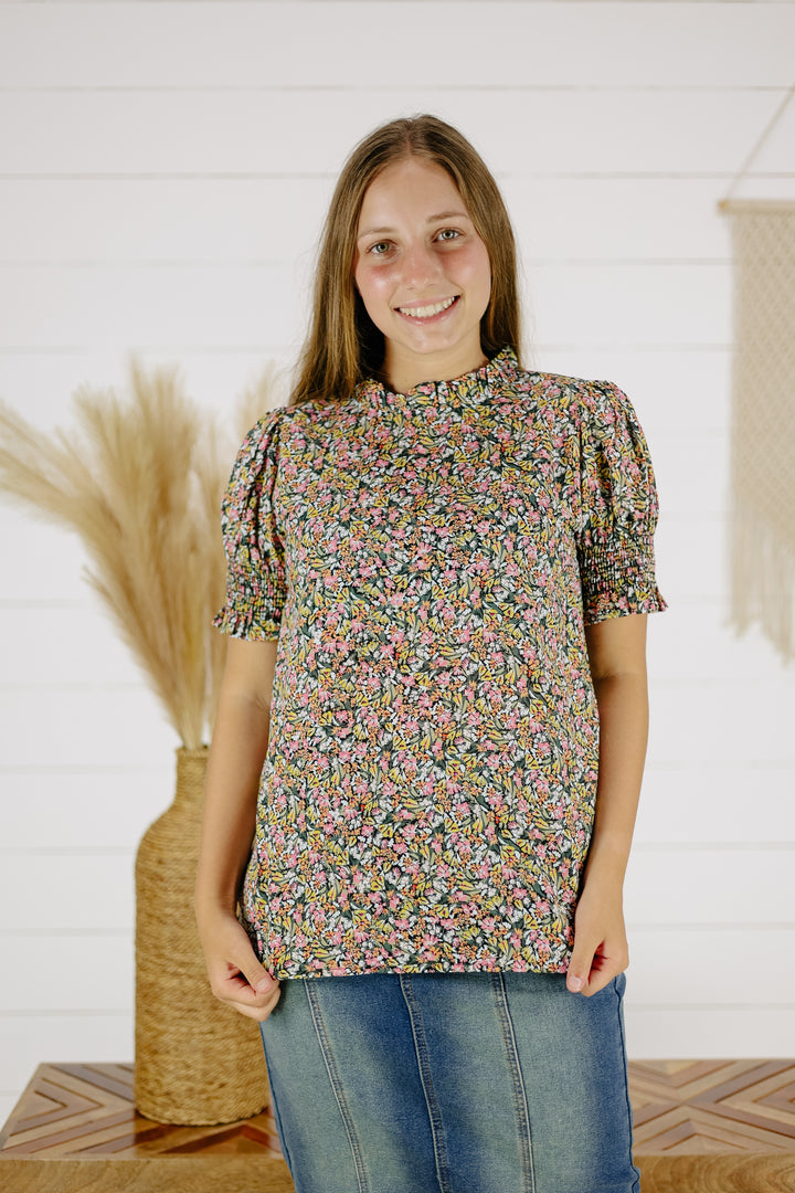 Bessie Floral Top - Black/Final Sale