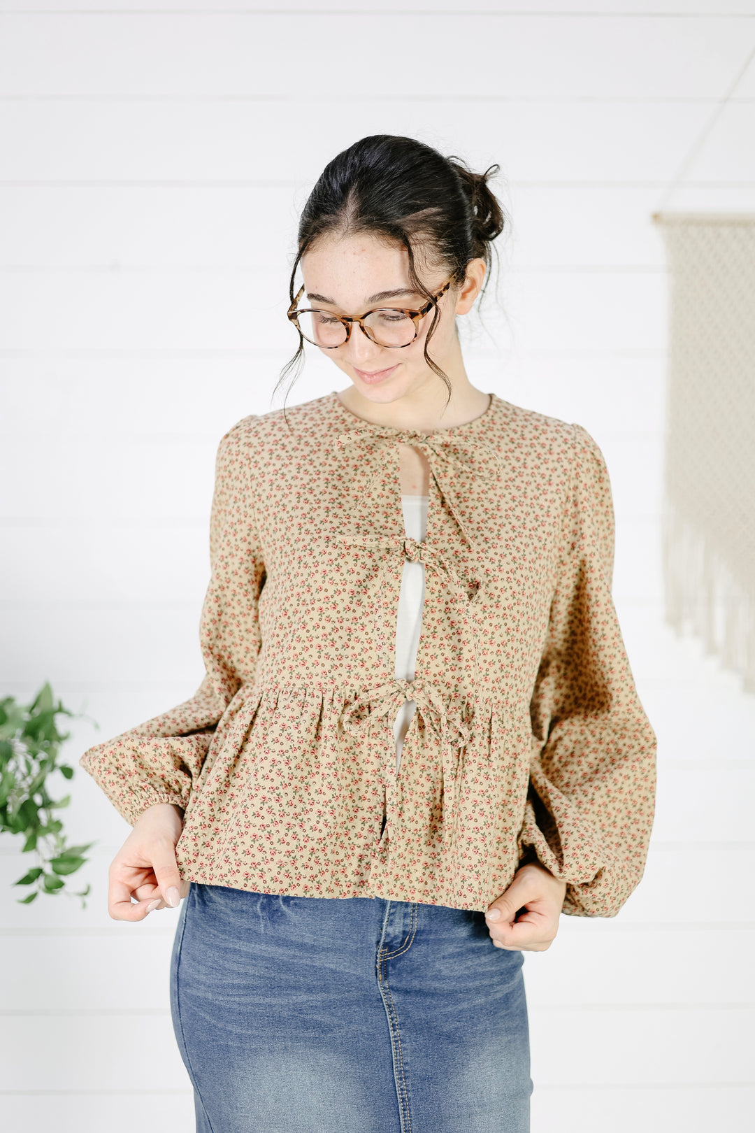 Nylah Peplum Blouse - Tan