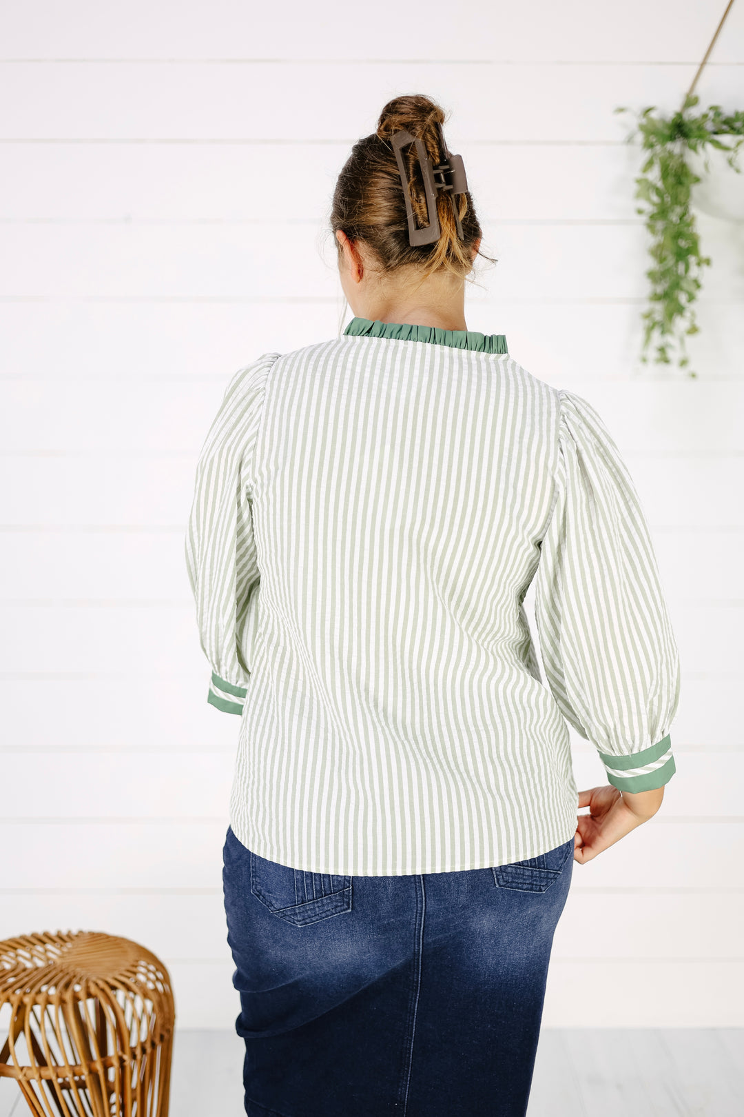 Gillian Stripe Top- Sage