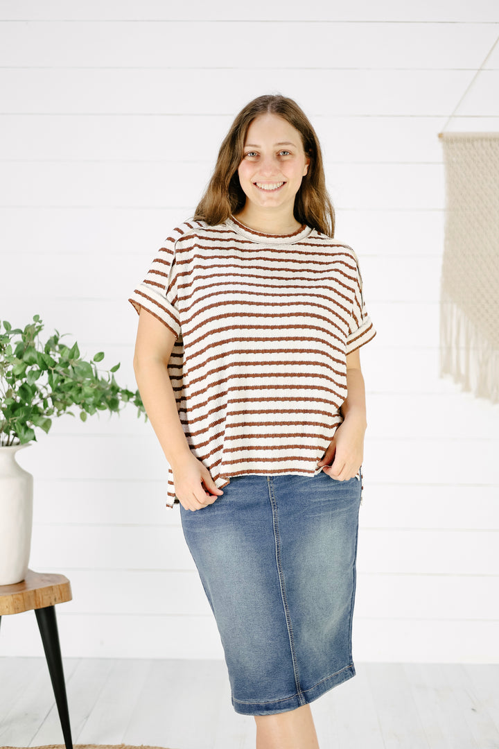 Asha Stripe Top- Brown
