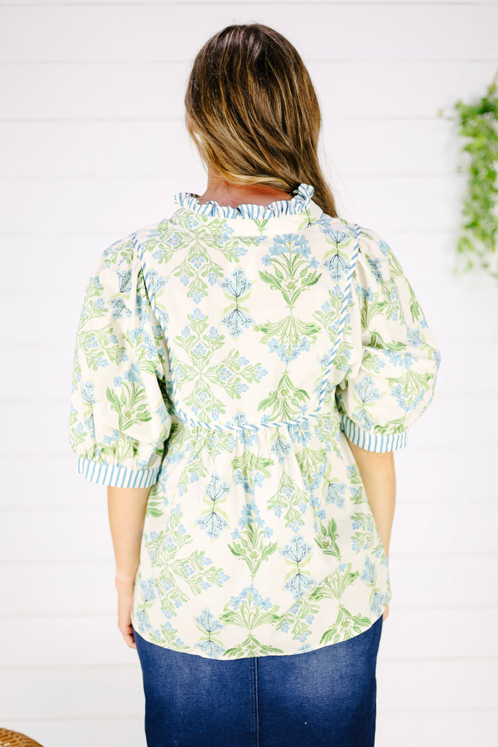 Layke Print Top- Blue