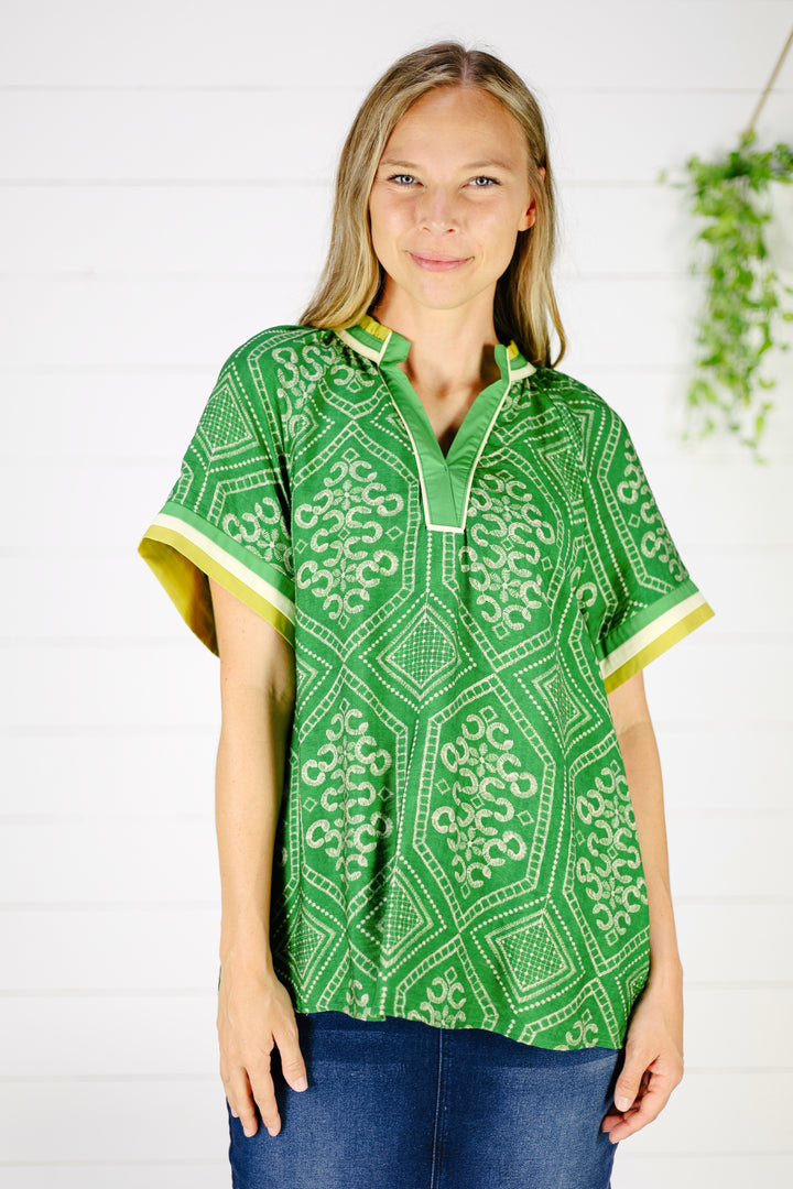 Keri Print Top- Green