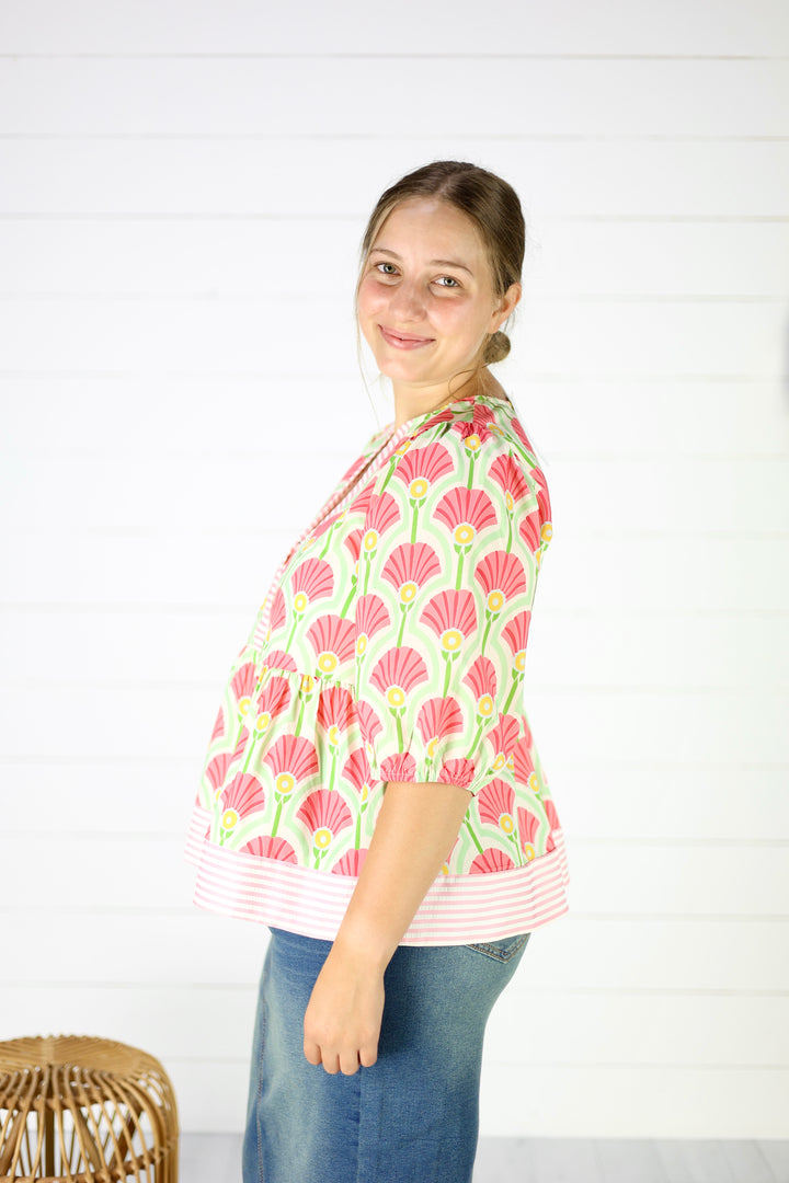 Bridgette Printed Top- Pink