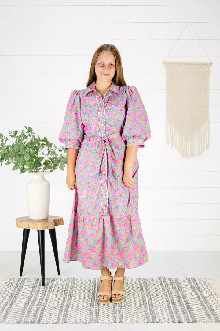 Allison Floral Midi Dress-Multi