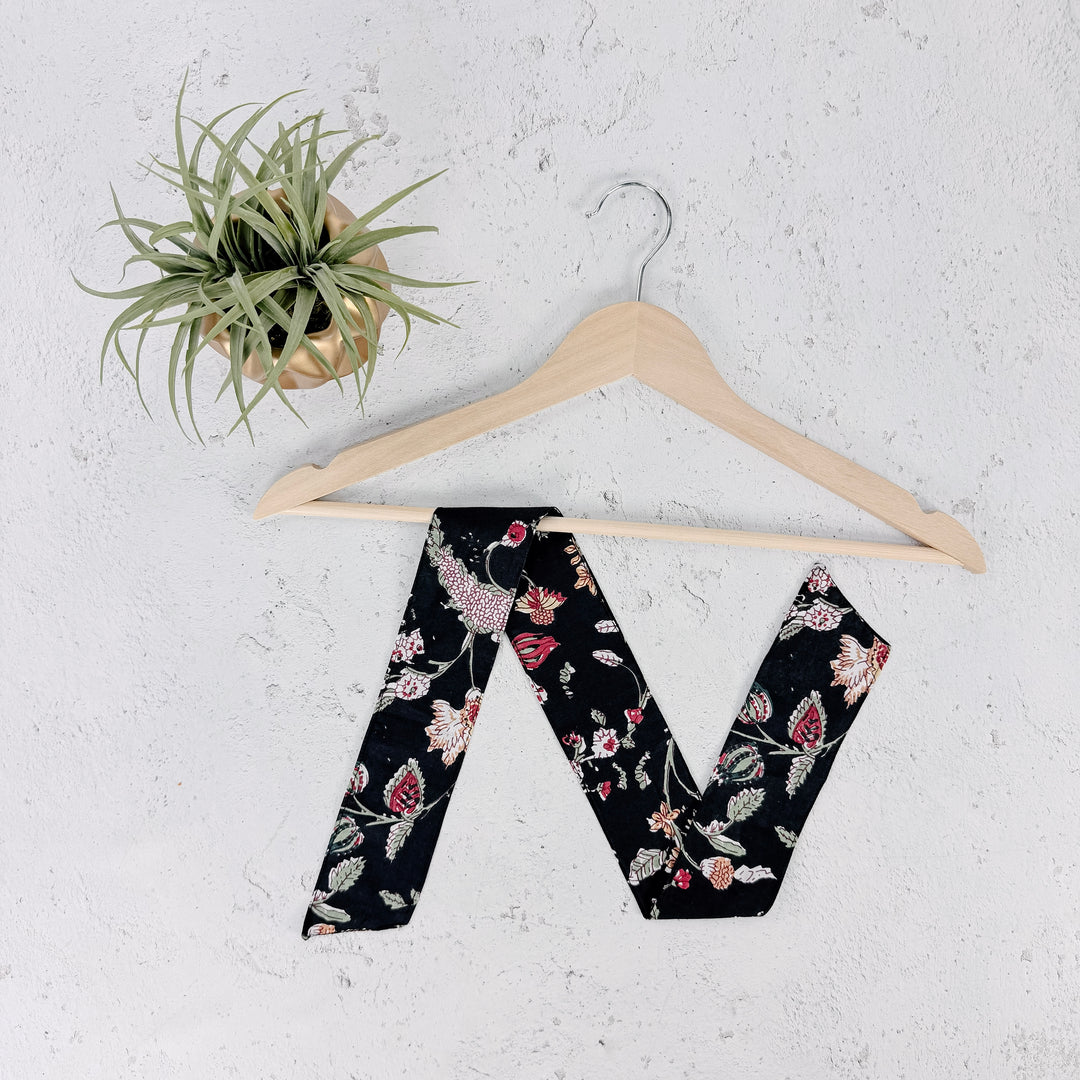 Diana Floral Skinny Scarf – Black