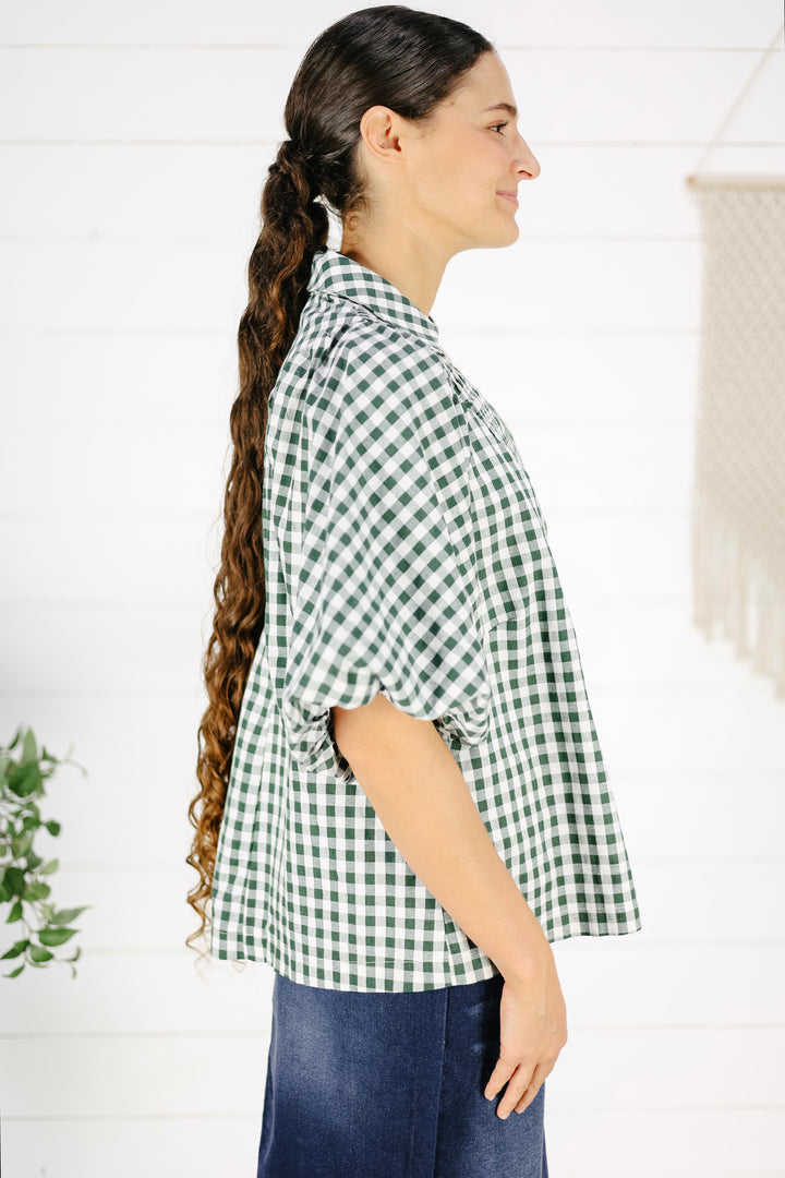 Saylor Smocked Top - Hunter Green