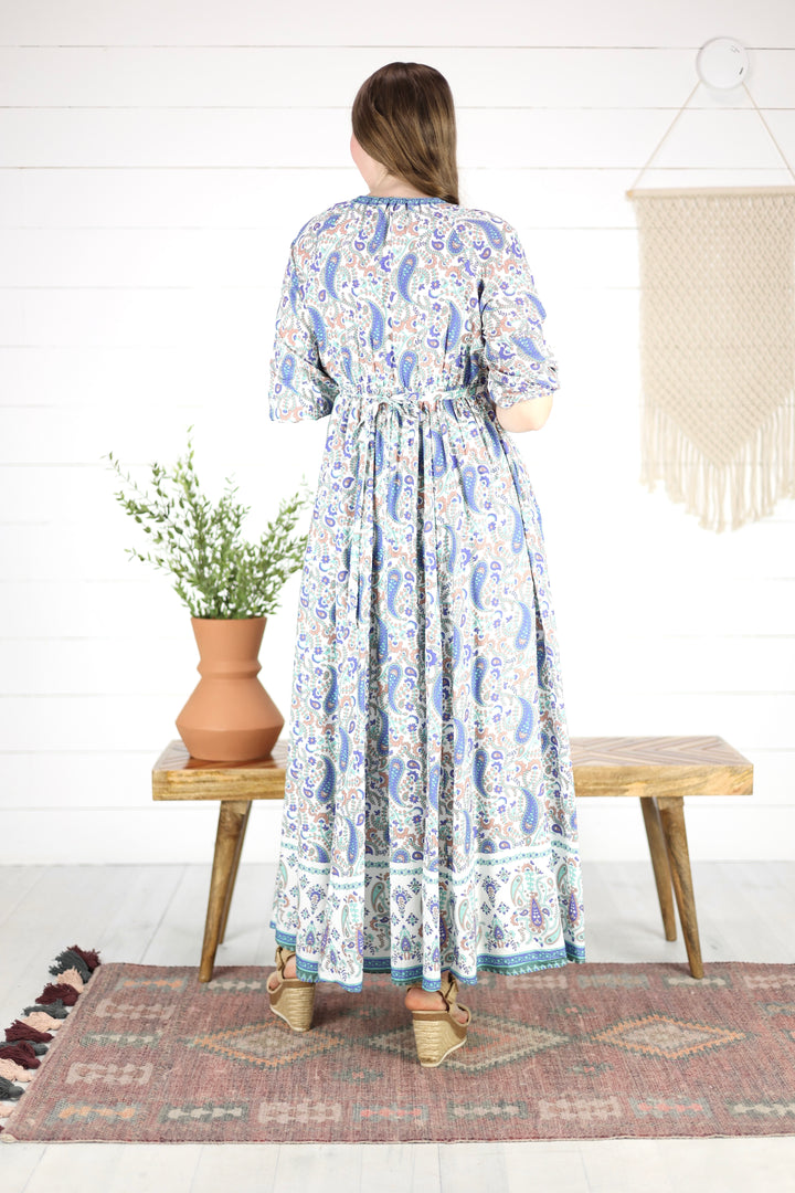 Marti Print Maxi Dress- Indigo