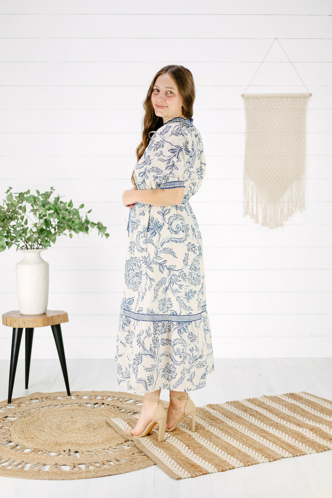 Collette Print Midi Dress- Blue