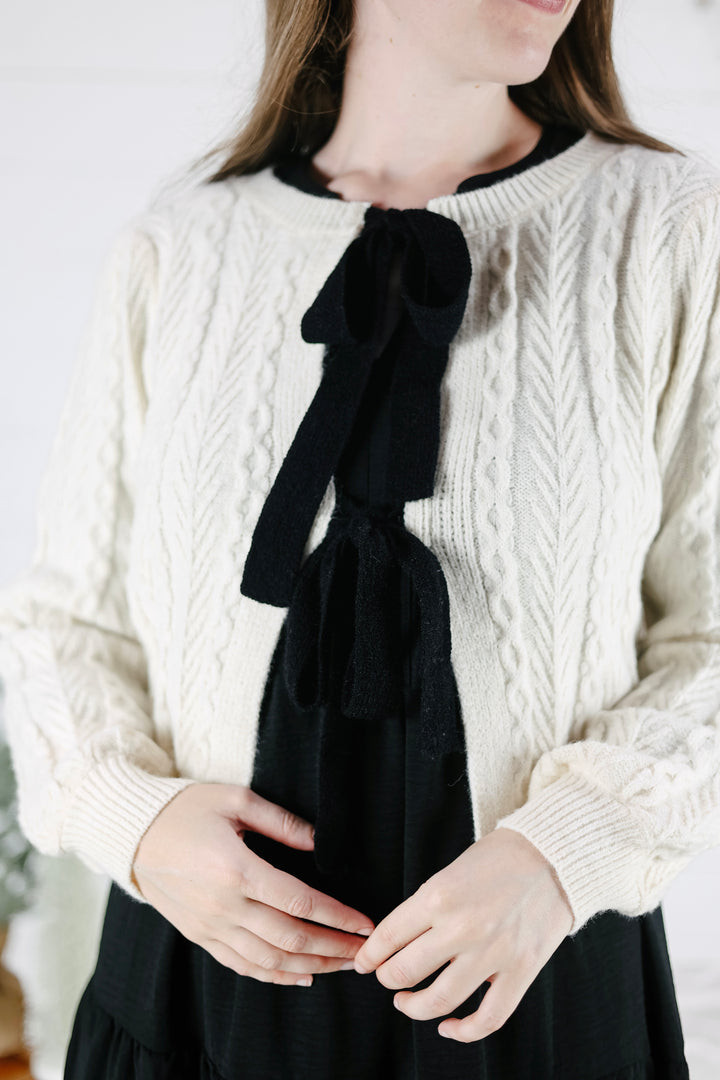 Georgianna Sweater Cardigan Top- Cream/Final Sale
