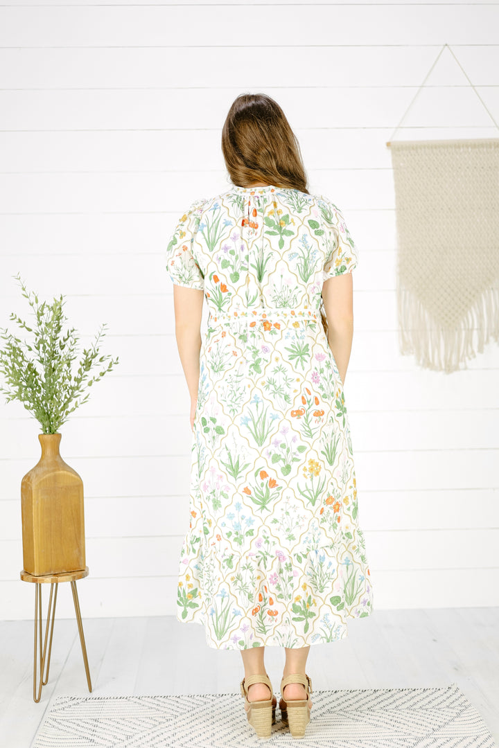 Marie Floral Midi Dress- Multi