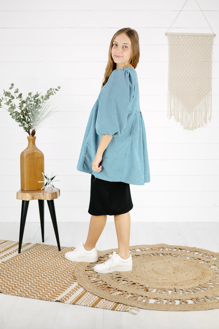 Rylan Corduroy Top - Blue/Final Sale