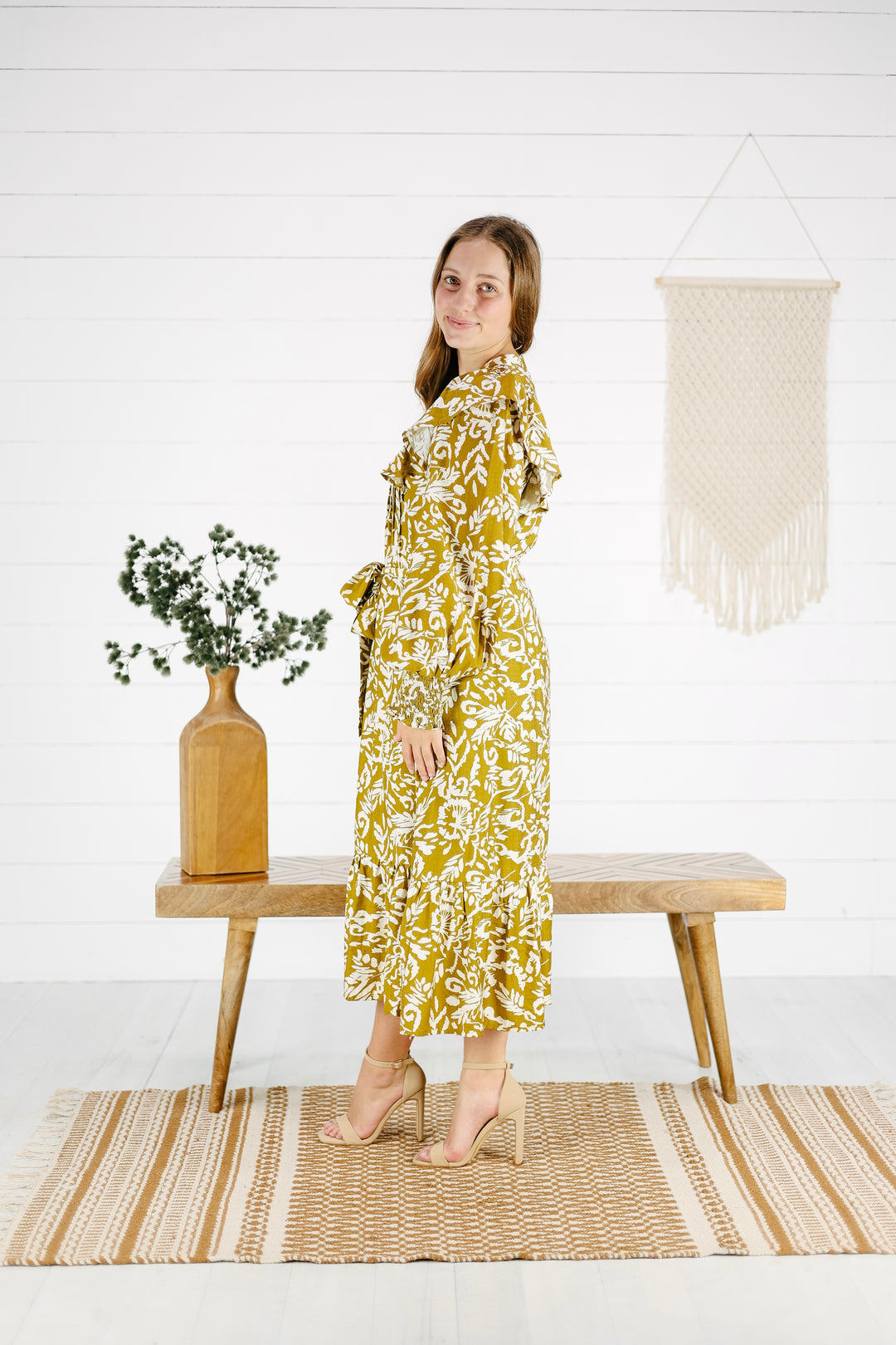 Louisa Midi Dress- Mustard