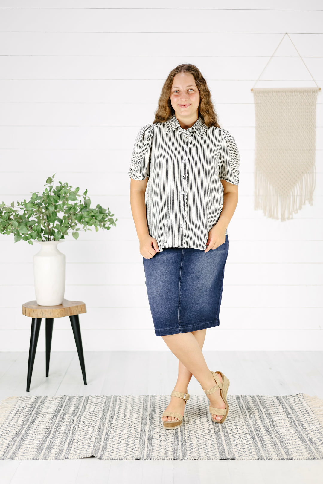 Sadie Stripe Top- Black