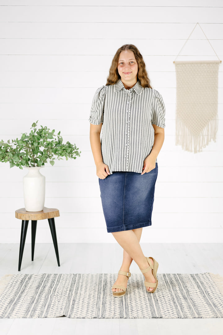 Sadie Stripe Top- Black