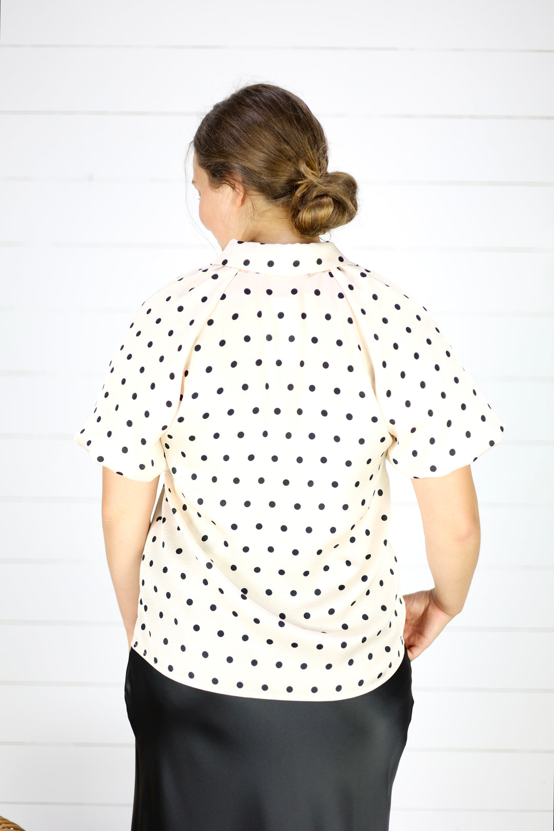 Audrey Polka Dot Top-Cream