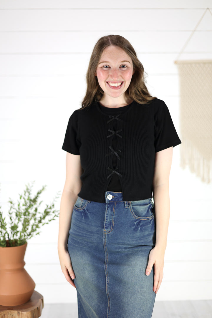 Gael Bow Vest- Black