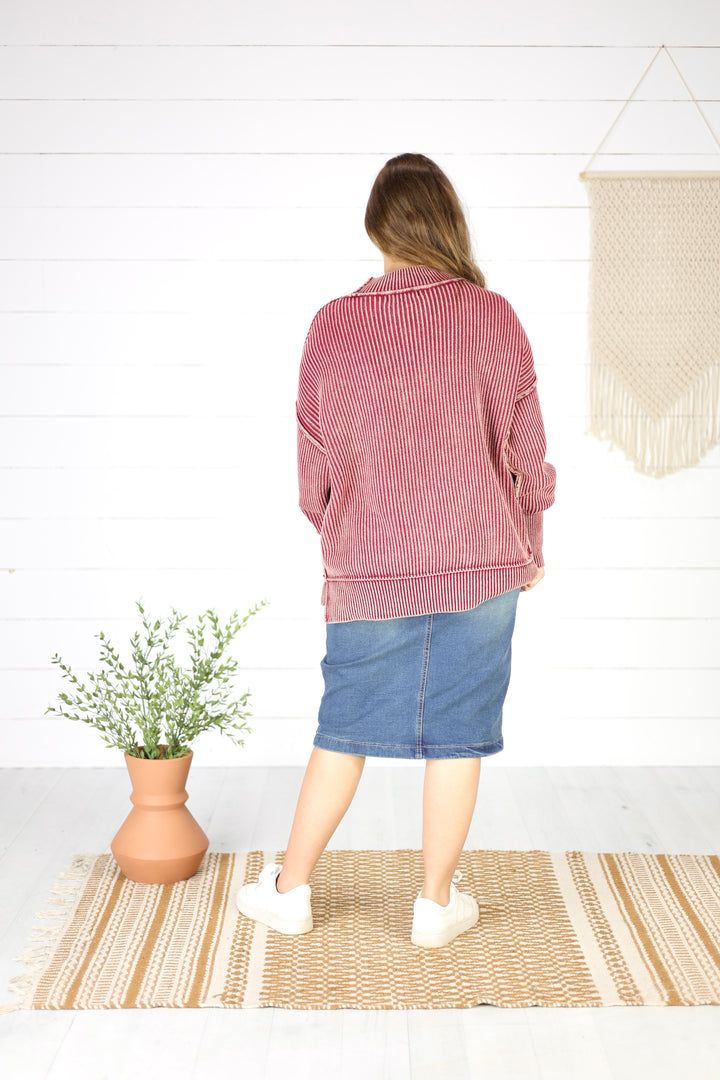 Kanyon Knit Sweater- Cabernet