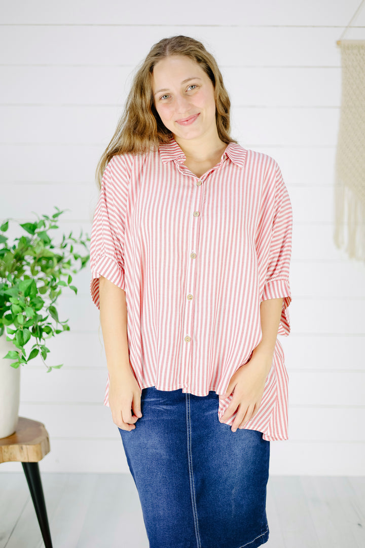 Kylam Stripe Top - Ruby