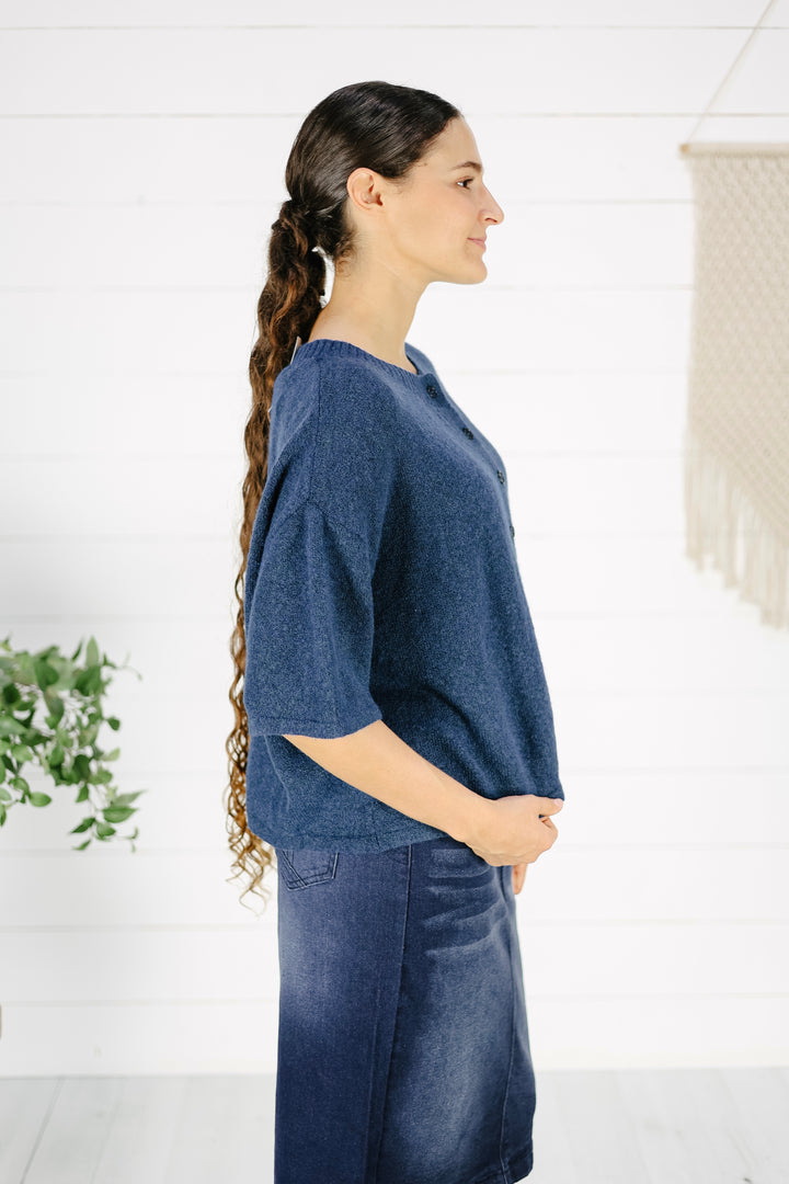 Alex Button Down Sweater - Navy