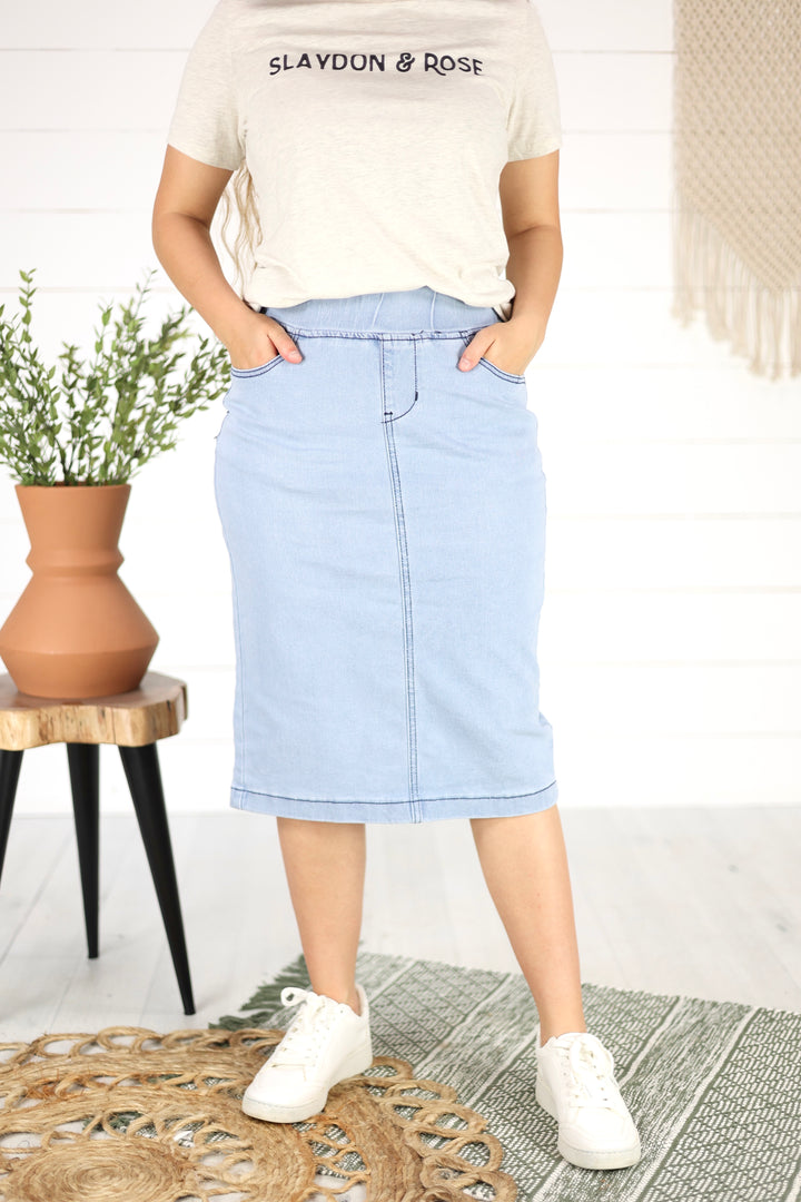 Owen Denim Skirt- Lt. Indigo